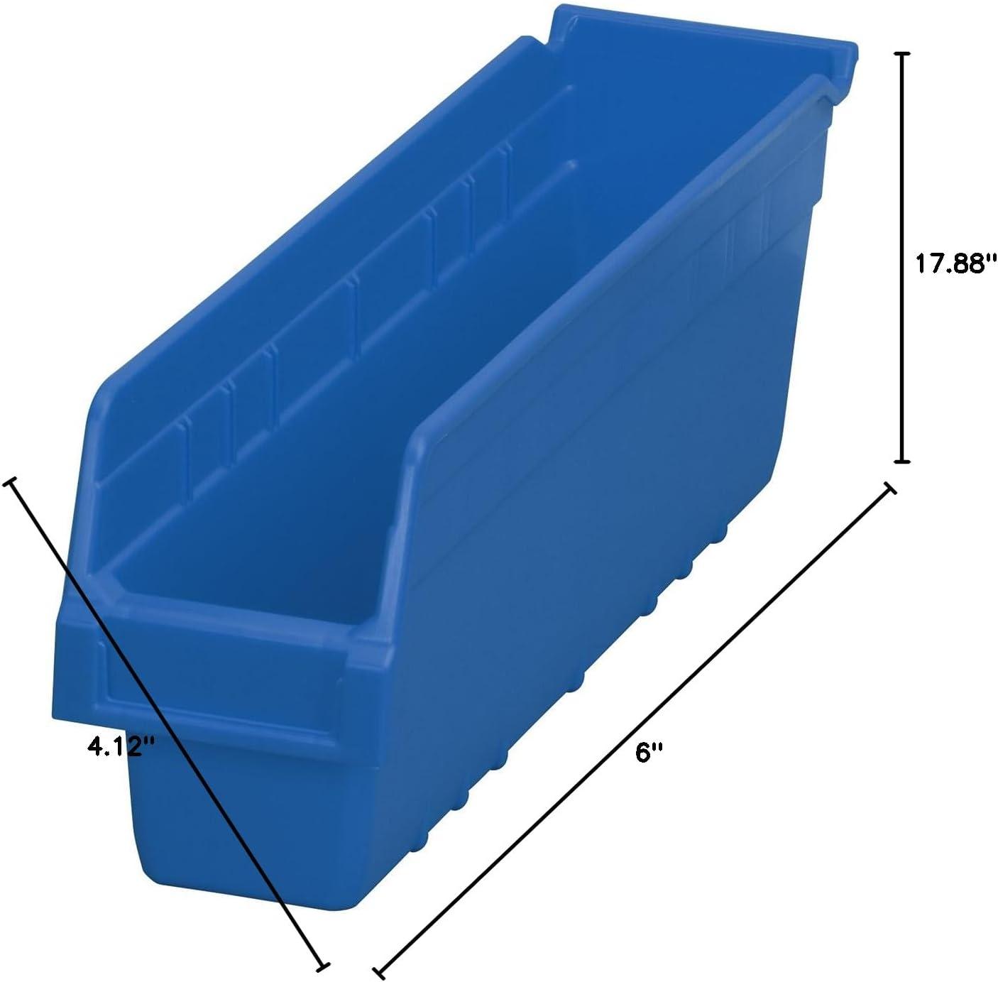 image:imageAkroMils 30048 Plastic Nesting ShelfMax Storage Bin Box 18Inch x 4Inch x 6Inch Clear 8PackBlue