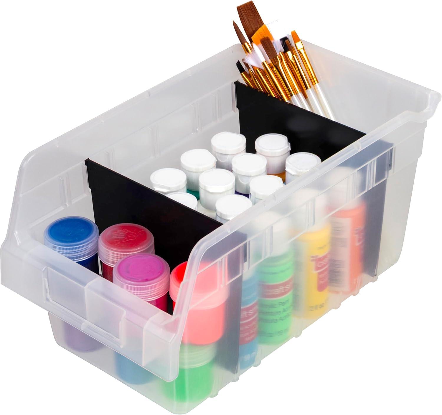 image:imageAkroMils 30090 Plastic Nesting ShelfMax Storage Bin Box 12Inch x 6Inch x 6Inch Red 10PackClear