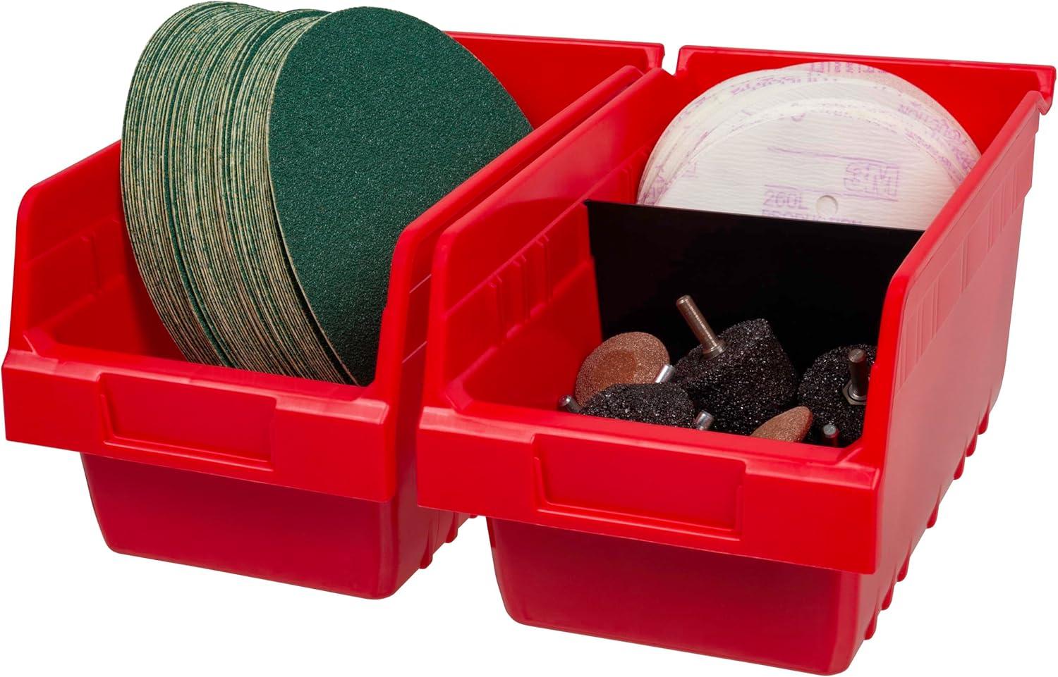 image:imageAkroMils 30090 Plastic Nesting ShelfMax Storage Bin Box 12Inch x 6Inch x 6Inch Red 10PackRed