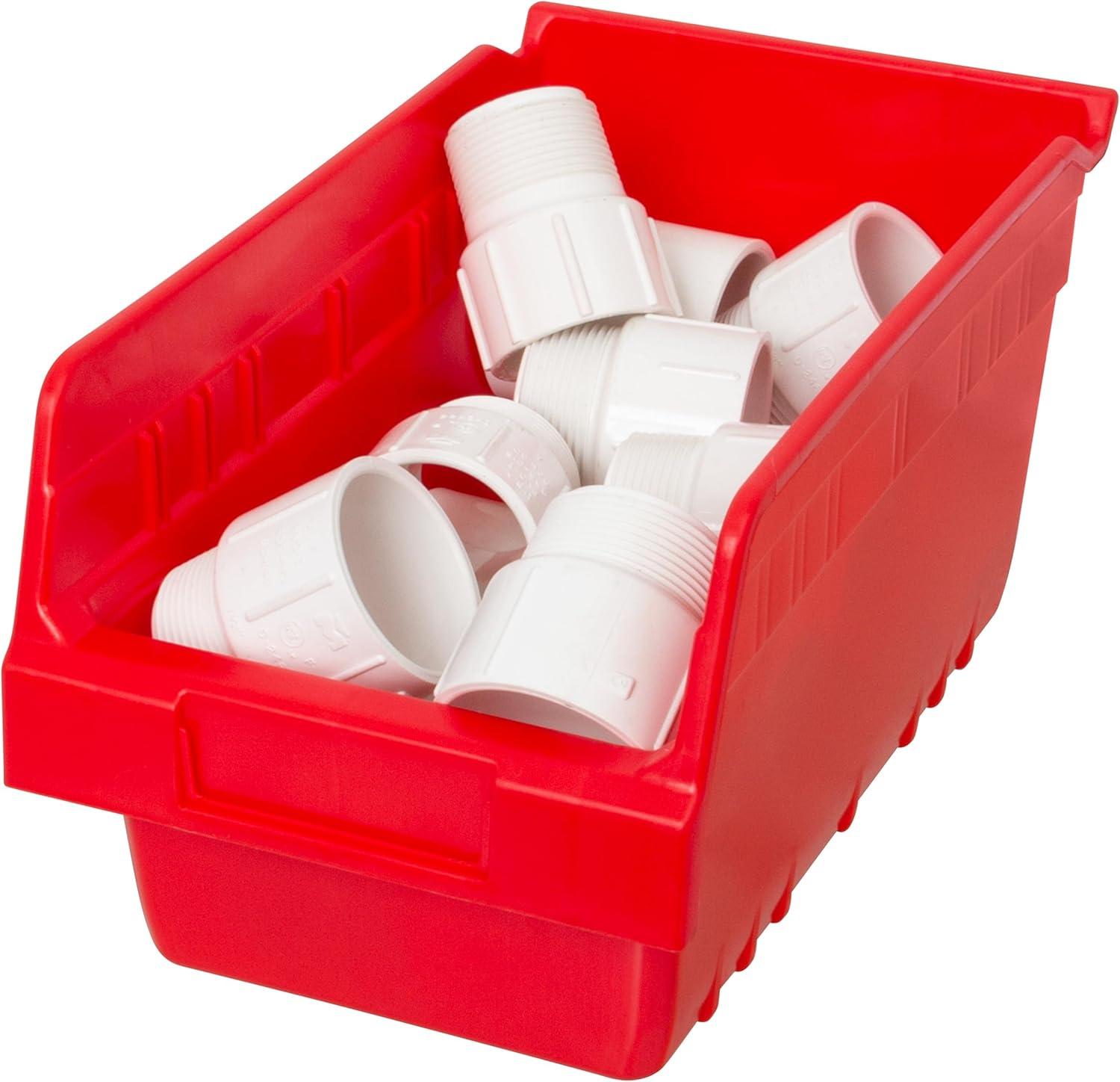 image:imageAkroMils 30090 Plastic Nesting ShelfMax Storage Bin Box 12Inch x 6Inch x 6Inch Red 10PackRed