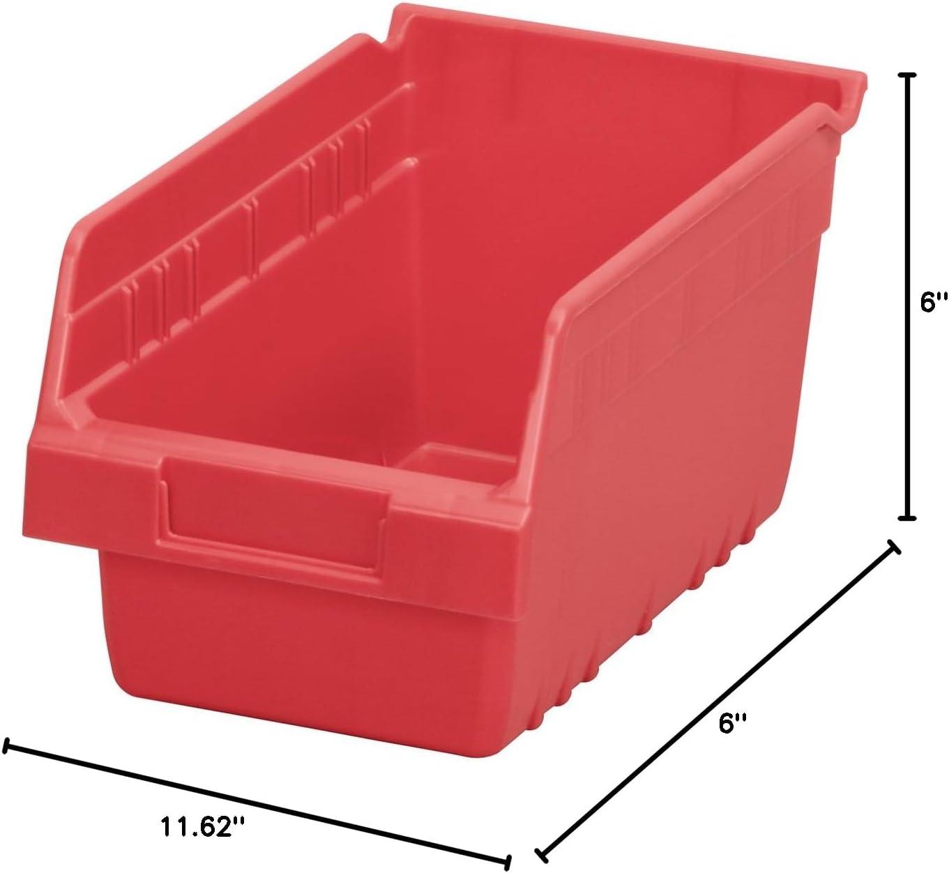 image:imageAkroMils 30090 Plastic Nesting ShelfMax Storage Bin Box 12Inch x 6Inch x 6Inch Red 10PackRed