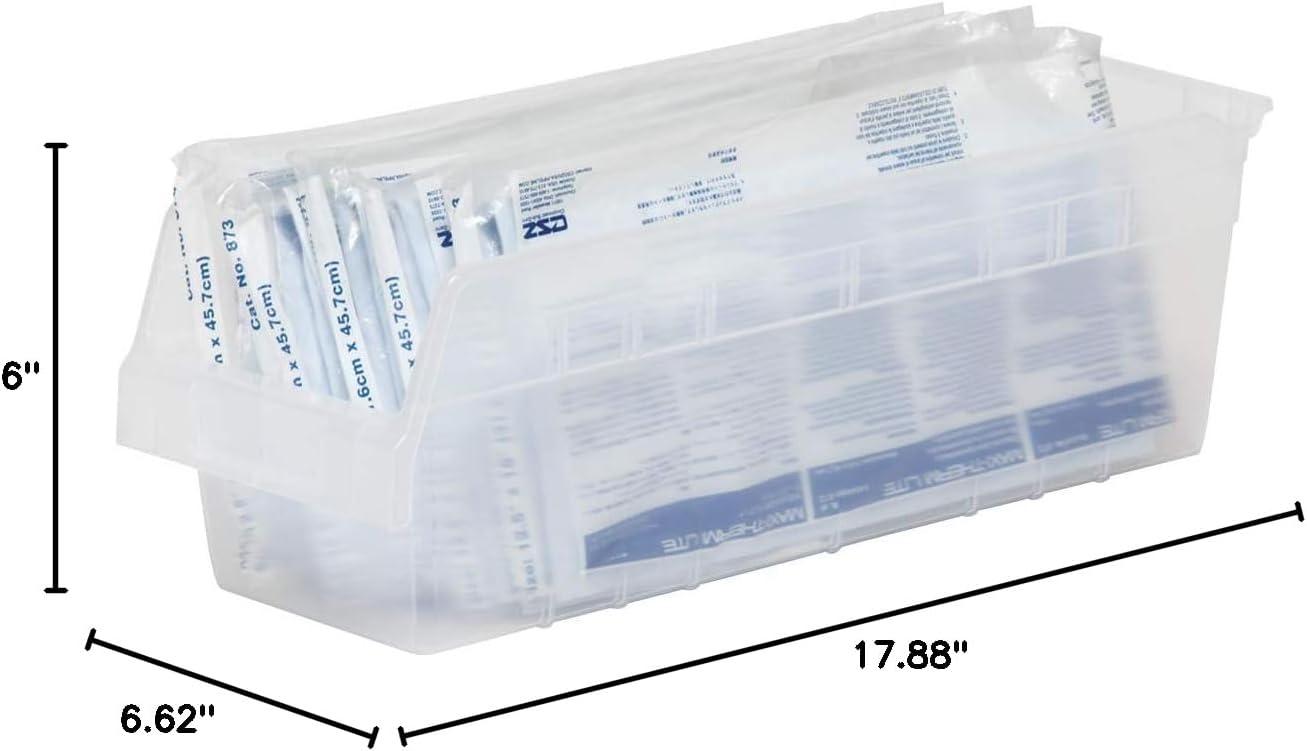 image:imageAkroMils 30098 ShelfMax Plastic Nesting Shelf Bin Box 18Inch Length x 675 Inch Width x 6Inch Height Blue 10PackClear