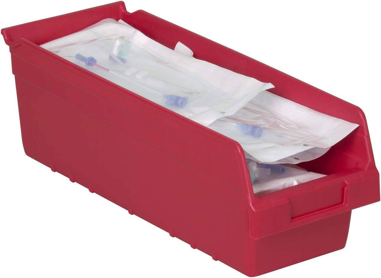 image:imageAkroMils 30098 ShelfMax Plastic Nesting Shelf Bin Box 18Inch Length x 675 Inch Width x 6Inch Height Blue 10PackRed