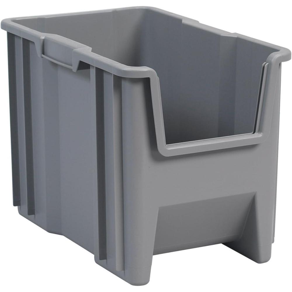 image:imageAkroMils 13014 StakNStore Heavy Duty Stackable Open Front Plastic Storage Container Bin 1712Inch x 11Inch x 1212Inch Clear 4PackGrey