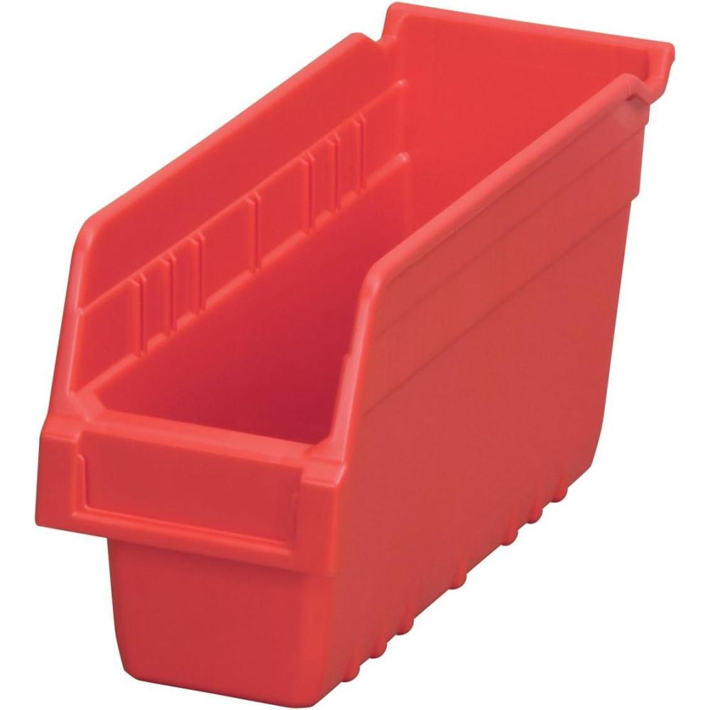 image:imageAkroMils 30040SCLAR Nesting Plastic Shelf Bin 16 Pack 1158 x 418 x 6 ClearRed
