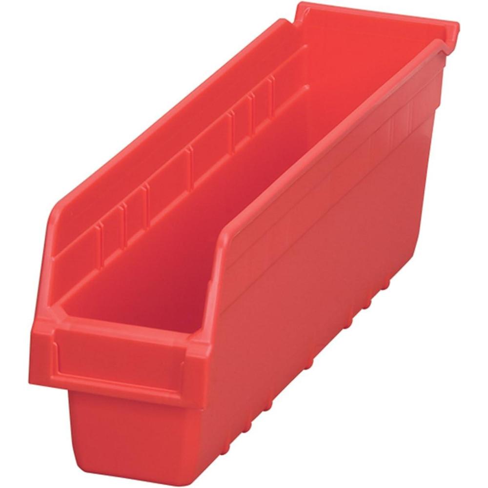 image:imageAkroMils 30048 Plastic Nesting ShelfMax Storage Bin Box 18Inch x 4Inch x 6Inch Clear 8PackRed
