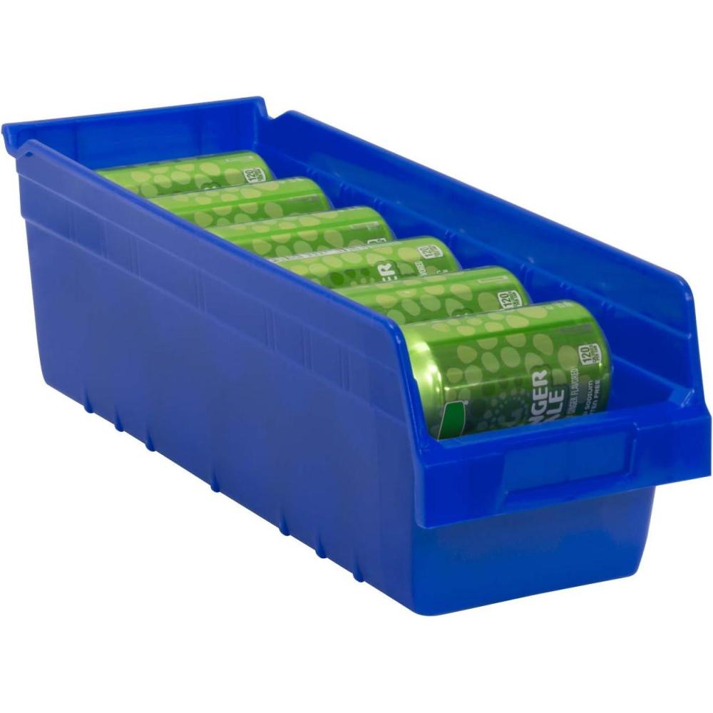 image:imageAkroMils 30098 ShelfMax Plastic Nesting Shelf Bin Box 18Inch Length x 675 Inch Width x 6Inch Height Blue 10PackBlue