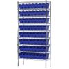 Akro-Mils 30040SCLAR Nesting Plastic Shelf Bin (16 Pack), 11-5/8″ x 4-1/8 x 6″, Clear(Blue)