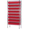 Akro-Mils 30040SCLAR Nesting Plastic Shelf Bin (16 Pack), 11-5/8″ x 4-1/8 x 6″, Clear(Red)