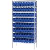 Akro-Mils 30048 Plastic Nesting ShelfMax Storage Bin Box, (18-Inch x 4-Inch x 6-Inch), Clear, (8-Pack)(Blue)