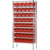 Akro-Mils 30090 Plastic Nesting ShelfMax Storage Bin Box, (12-Inch x 6-Inch x 6-Inch), Red, (10-Pack)(Red)
