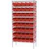 Akro-Mils 30098 ShelfMax Plastic Nesting Shelf Bin Box, 18-Inch Length x 6.75 Inch Width x 6-Inch Height, Blue (10-Pack)(Red)