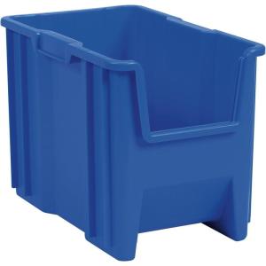 Akro-Mils 13014 Stak-N-Store Heavy Duty Stackable Open Front Plastic Storage Container Bin, (17-1/2-Inch x 11-Inch x 12-1/2-Inch), Clear, (4-Pack)(Blue)