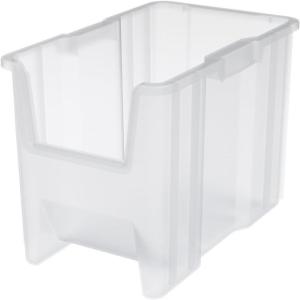 Akro-Mils 13014 Stak-N-Store Heavy Duty Stackable Open Front Plastic Storage Container Bin, (17-1/2-Inch x 11-Inch x 12-1/2-Inch), Clear, (4-Pack)(Clear)