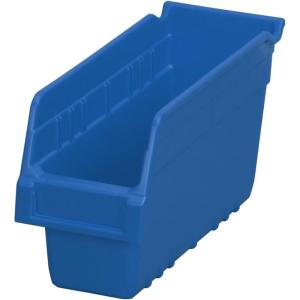 Akro-Mils 30040SCLAR Nesting Plastic Shelf Bin (16 Pack), 11-5/8″ x 4-1/8 x 6″, Clear(Blue)