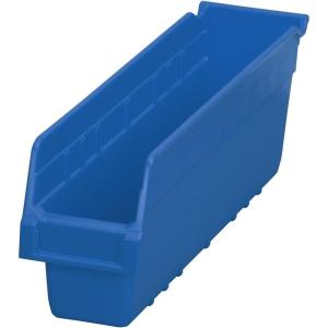 Akro-Mils 30048 Plastic Nesting ShelfMax Storage Bin Box, (18-Inch x 4-Inch x 6-Inch), Clear, (8-Pack)(Blue)