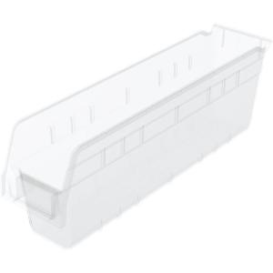 Akro-Mils 30048 Plastic Nesting ShelfMax Storage Bin Box, (18-Inch x 4-Inch x 6-Inch), Clear, (8-Pack)(Clear)