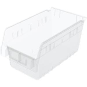 Akro-Mils 30090 Plastic Nesting ShelfMax Storage Bin Box, (12-Inch x 6-Inch x 6-Inch), Red, (10-Pack)(Clear)