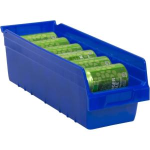 Akro-Mils 30098 ShelfMax Plastic Nesting Shelf Bin Box, 18-Inch Length x 6.75 Inch Width x 6-Inch Height, Blue (10-Pack)(Blue)