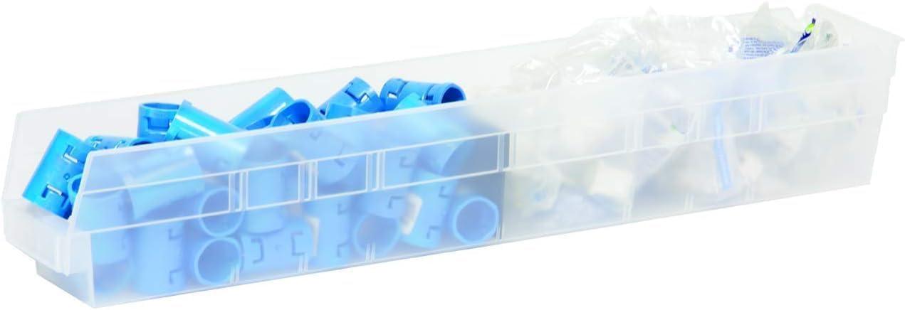 image:imageAkroMils 30124 Plastic Shelf Bins Heavy Duty Storage Bins for Garage Closet and Drawer Organization 24Inch x 4Inch x 4Inch Blue 12PackRed