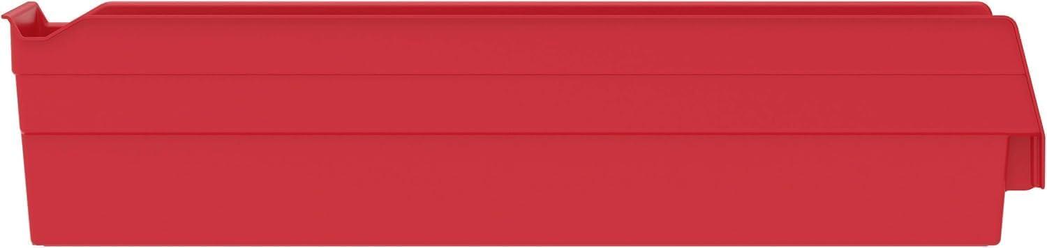 image:imageAkroMils 30128 Plastic Shelf Bins Heavy Duty Storage Bins for Garage Closet and Drawer Organization 18Inch x 4Inch x 4Inch Blue 12PackRed