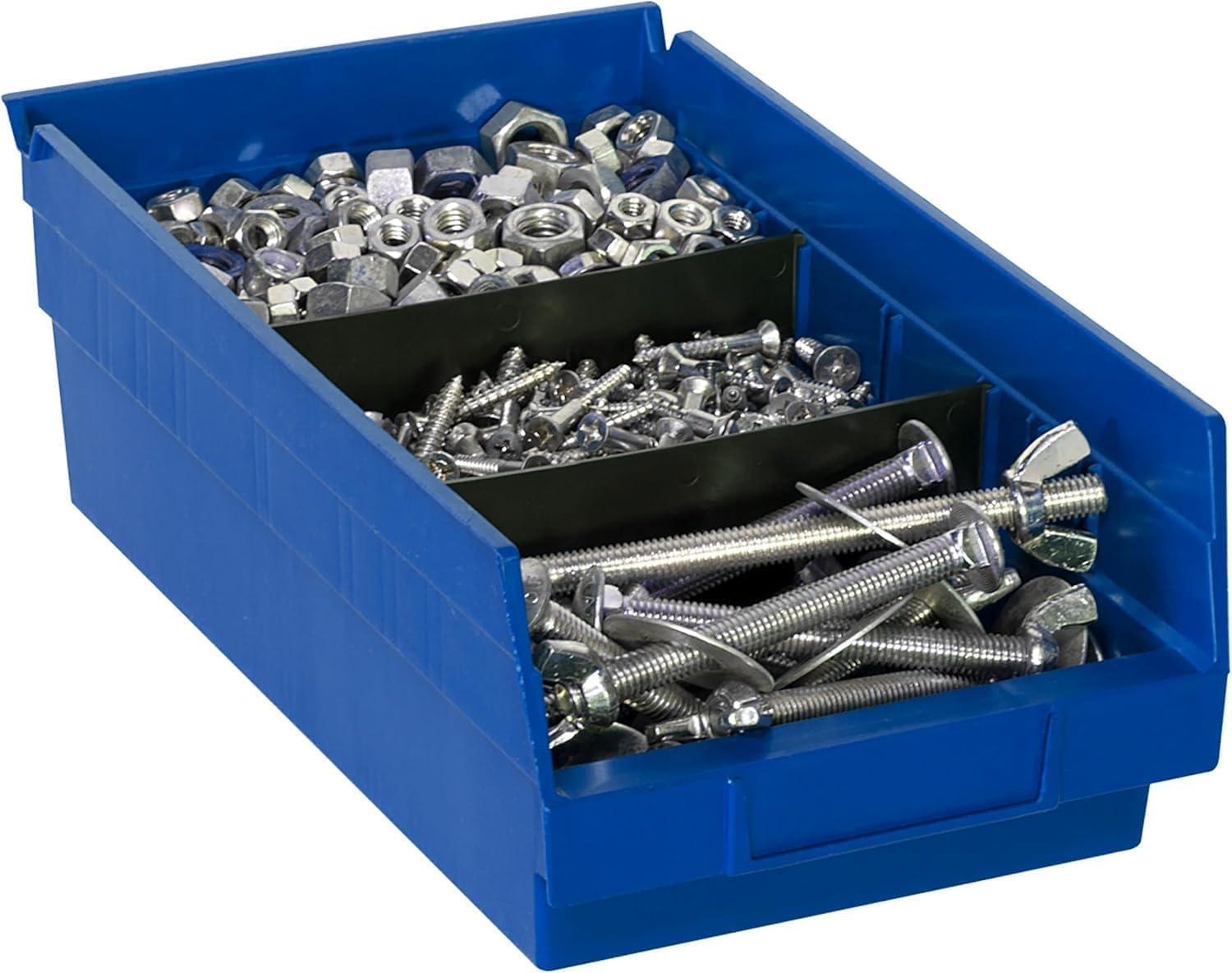 image:imageAkroMils 30130 Plastic Shelf Bins Heavy Duty Storage Bins for Garage Closet and Drawer Organization 12 x 612 x 4 Blue 12PackBlue