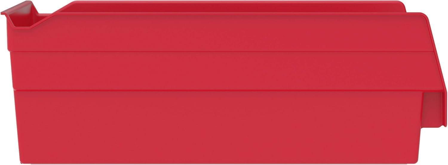 image:imageAkroMils 30130 Plastic Shelf Bins Heavy Duty Storage Bins for Garage Closet and Drawer Organization 12 x 612 x 4 Blue 12PackRed