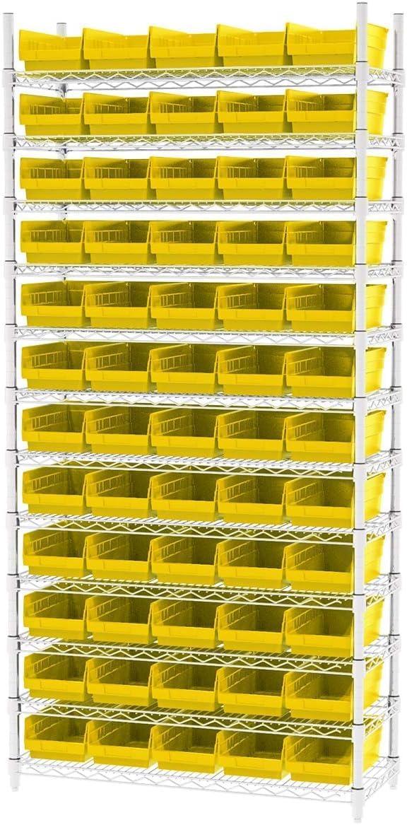 image:imageAkroMils 30130 Plastic Shelf Bins Heavy Duty Storage Bins for Garage Closet and Drawer Organization 12 x 612 x 4 Blue 12PackYellow