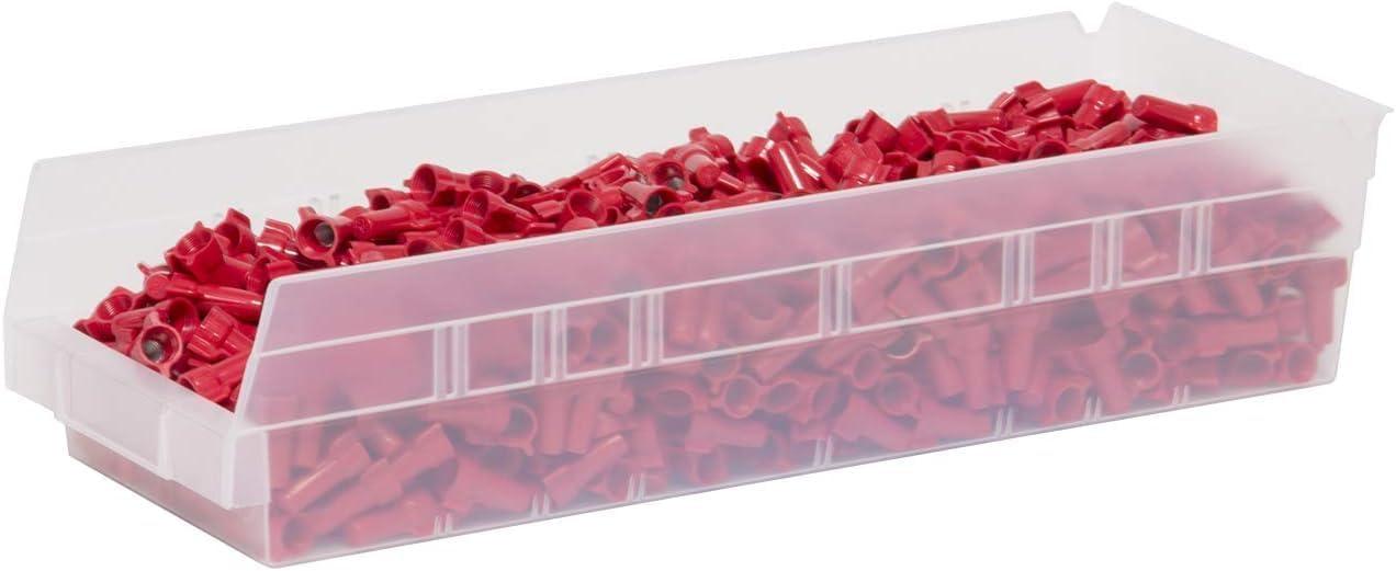 image:imageAkroMils 30138 Plastic Shelf Bins Heavy Duty Storage Bins for Garage Closet and Drawer Organization 18 x 612 x 4 Green 12PackClear
