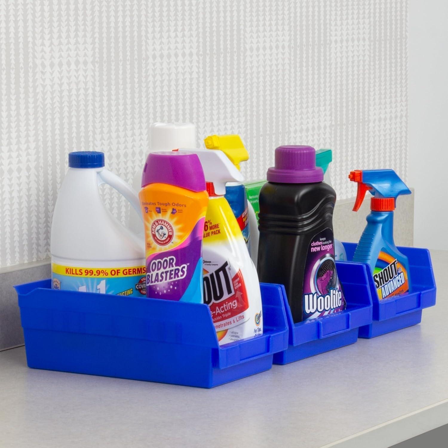 image:imageAkroMils 30150 Plastic Shelf Bins Heavy Duty Storage Bins for Garage Closet and Drawer Organization 12 x 8 x 4 Blue 12PackBlue