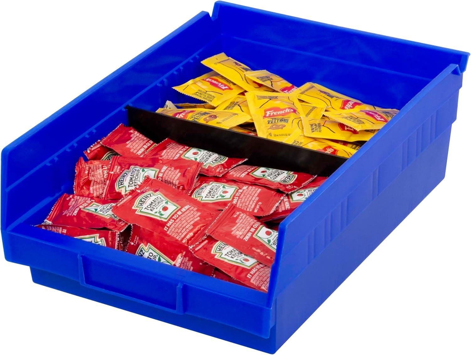 image:imageAkroMils 30150 Plastic Shelf Bins Heavy Duty Storage Bins for Garage Closet and Drawer Organization 12 x 8 x 4 Blue 12PackBlue