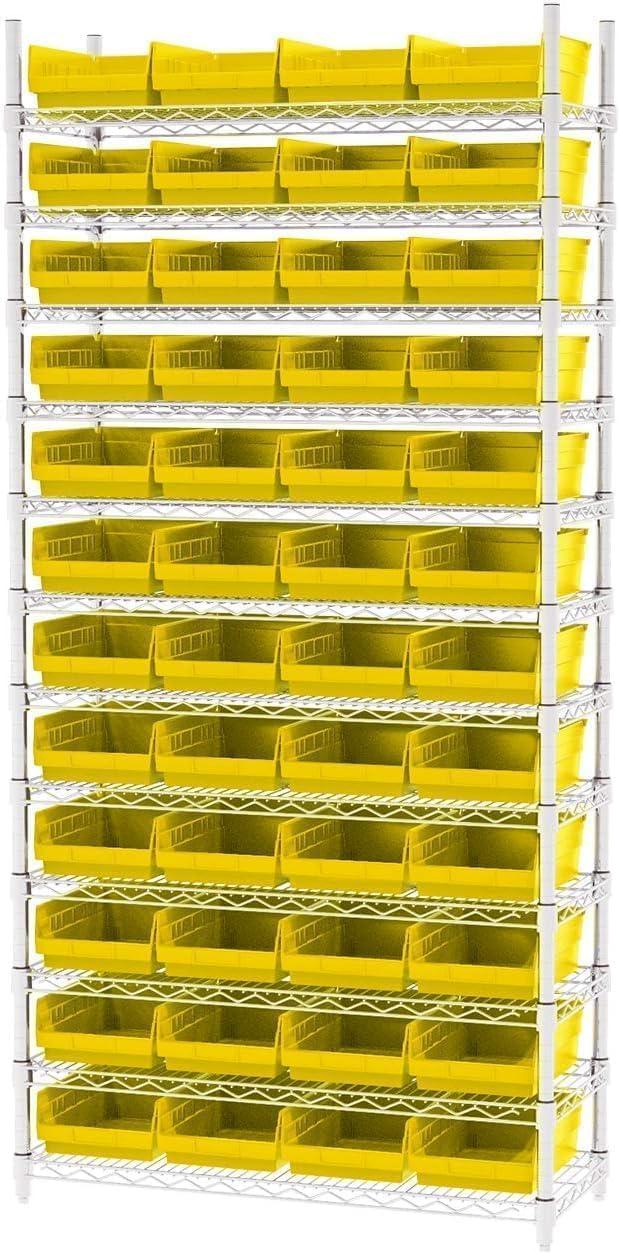 image:imageAkroMils 30150 Plastic Shelf Bins Heavy Duty Storage Bins for Garage Closet and Drawer Organization 12 x 8 x 4 Blue 12PackYellow