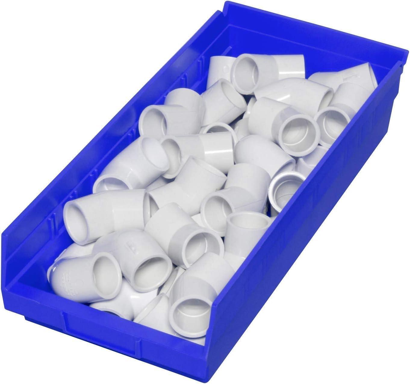 image:imageAkroMils 30158 Plastic Shelf Bins Heavy Duty Storage Bins for Garage Closet and Drawer Organization 18Inch x 8Inch x 4Inch Blue 12PackBlue