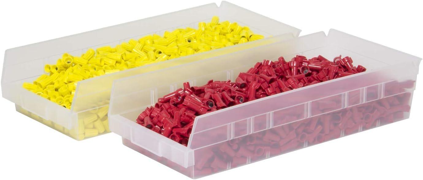 image:imageAkroMils 30158 Plastic Shelf Bins Heavy Duty Storage Bins for Garage Closet and Drawer Organization 18Inch x 8Inch x 4Inch Blue 12PackClear