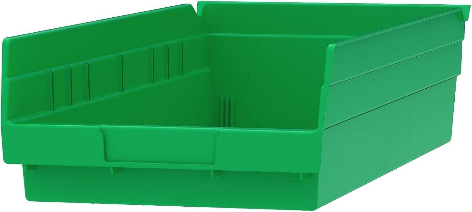 image:imageAkroMils 30158 Plastic Shelf Bins Heavy Duty Storage Bins for Garage Closet and Drawer Organization 18Inch x 8Inch x 4Inch Blue 12PackGreen