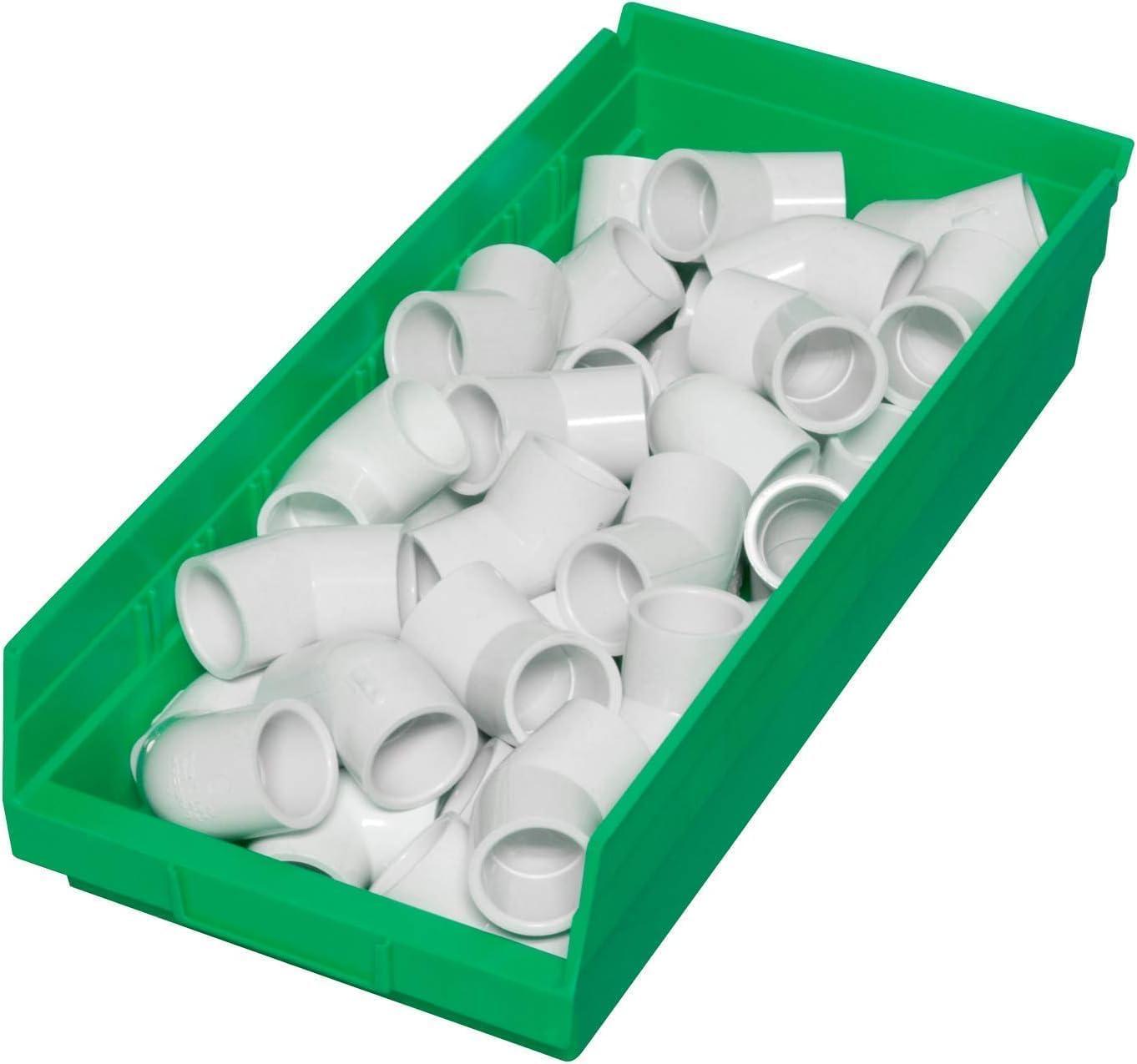 image:imageAkroMils 30158 Plastic Shelf Bins Heavy Duty Storage Bins for Garage Closet and Drawer Organization 18Inch x 8Inch x 4Inch Blue 12PackGreen