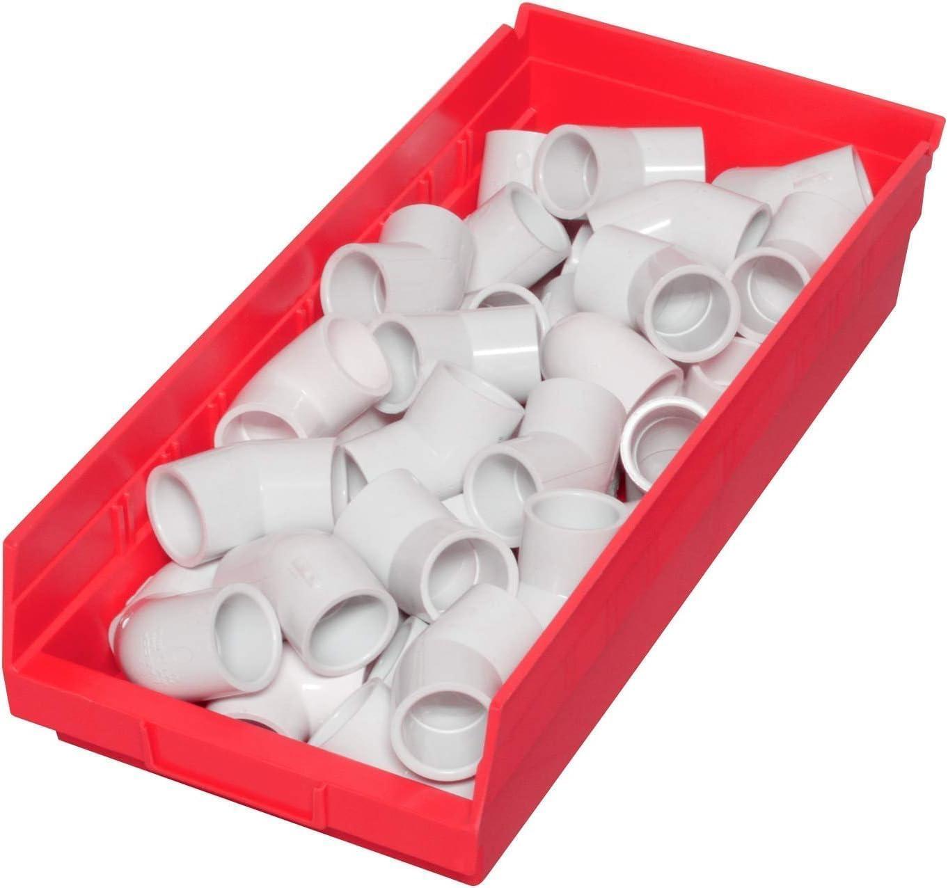 image:imageAkroMils 30158 Plastic Shelf Bins Heavy Duty Storage Bins for Garage Closet and Drawer Organization 18Inch x 8Inch x 4Inch Blue 12PackRed