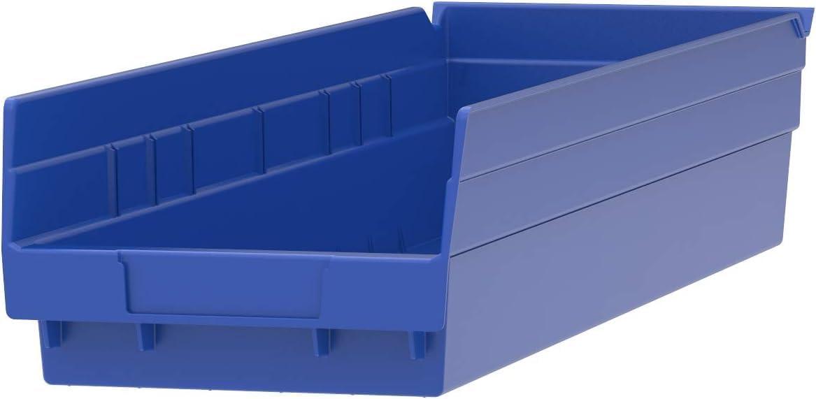 image:imageAkroMils 30164 Plastic Shelf Bins Heavy Duty Storage Bins for Garage Closet and Drawer Organization 24Inch x 612Inch x 4Inch Yellow 6PackBlue