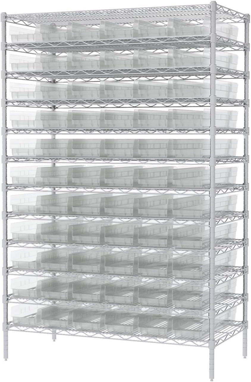 image:imageAkroMils 30164 Plastic Shelf Bins Heavy Duty Storage Bins for Garage Closet and Drawer Organization 24Inch x 612Inch x 4Inch Yellow 6PackClear