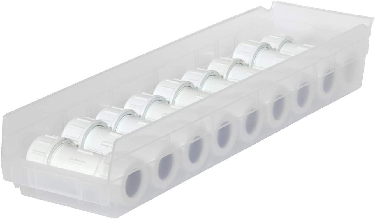 image:imageAkroMils 30164 Plastic Shelf Bins Heavy Duty Storage Bins for Garage Closet and Drawer Organization 24Inch x 612Inch x 4Inch Yellow 6PackClear