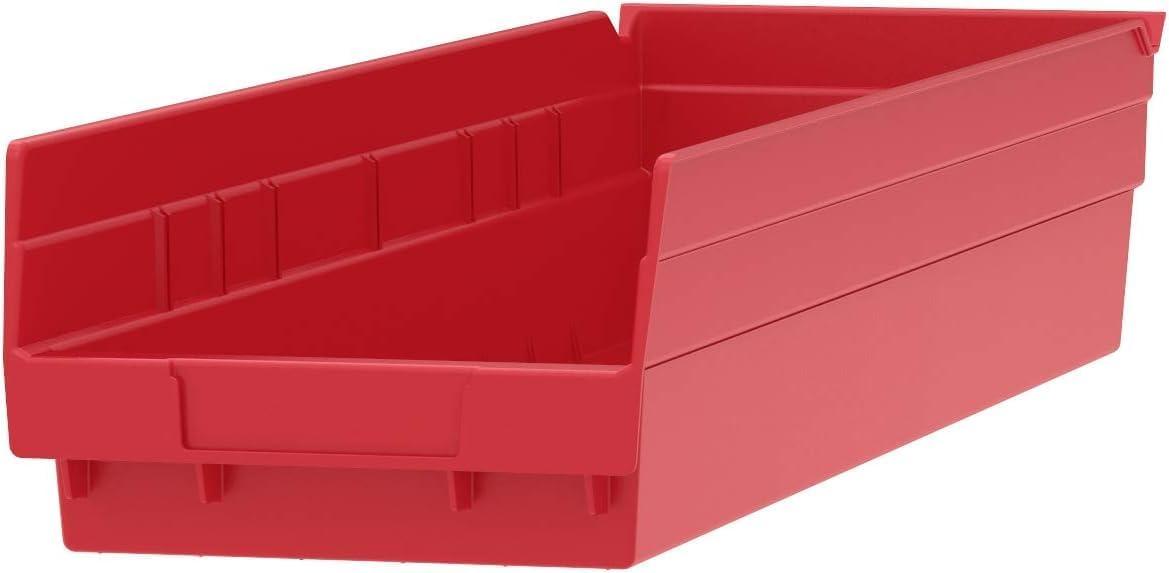 image:imageAkroMils 30164 Plastic Shelf Bins Heavy Duty Storage Bins for Garage Closet and Drawer Organization 24Inch x 612Inch x 4Inch Yellow 6PackRed
