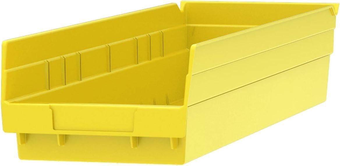 image:imageAkroMils 30164 Plastic Shelf Bins Heavy Duty Storage Bins for Garage Closet and Drawer Organization 24Inch x 612Inch x 4Inch Yellow 6PackYellow