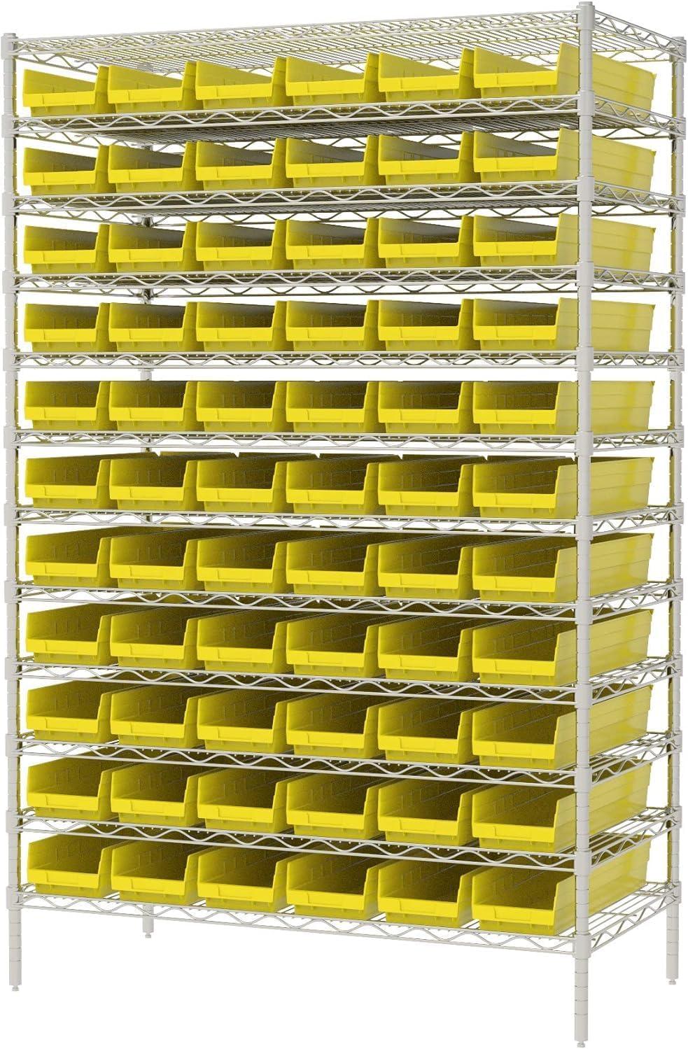 image:imageAkroMils 30164 Plastic Shelf Bins Heavy Duty Storage Bins for Garage Closet and Drawer Organization 24Inch x 612Inch x 4Inch Yellow 6PackYellow