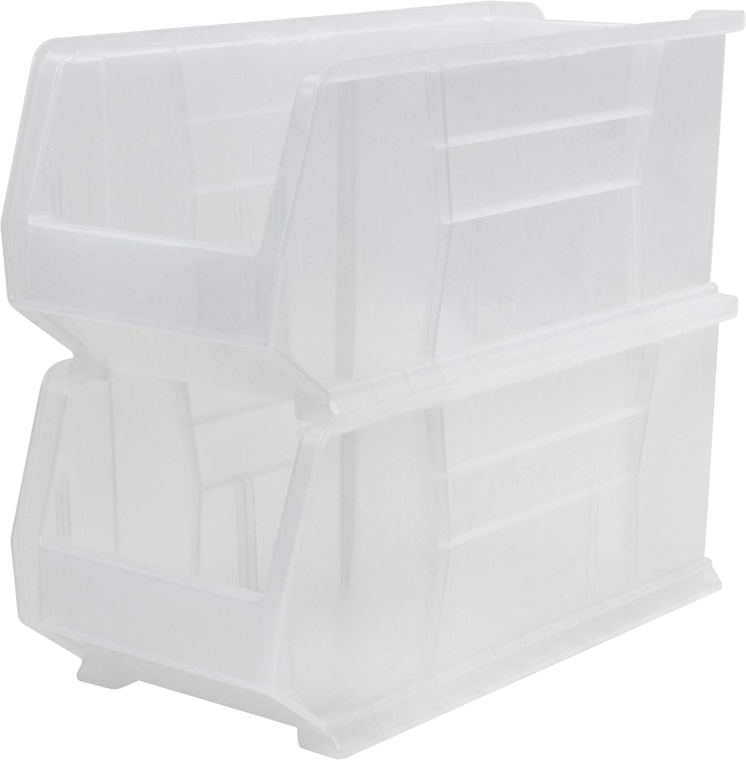 image:imageAkroMils 30287 SuperSize AkroBins Plastic Storage Bins SpaceSaving Stackable Bins for Garage Classroom Warehouse Organization 24 L x 11 W x 10 H Yellow 4PackClear 4Pack