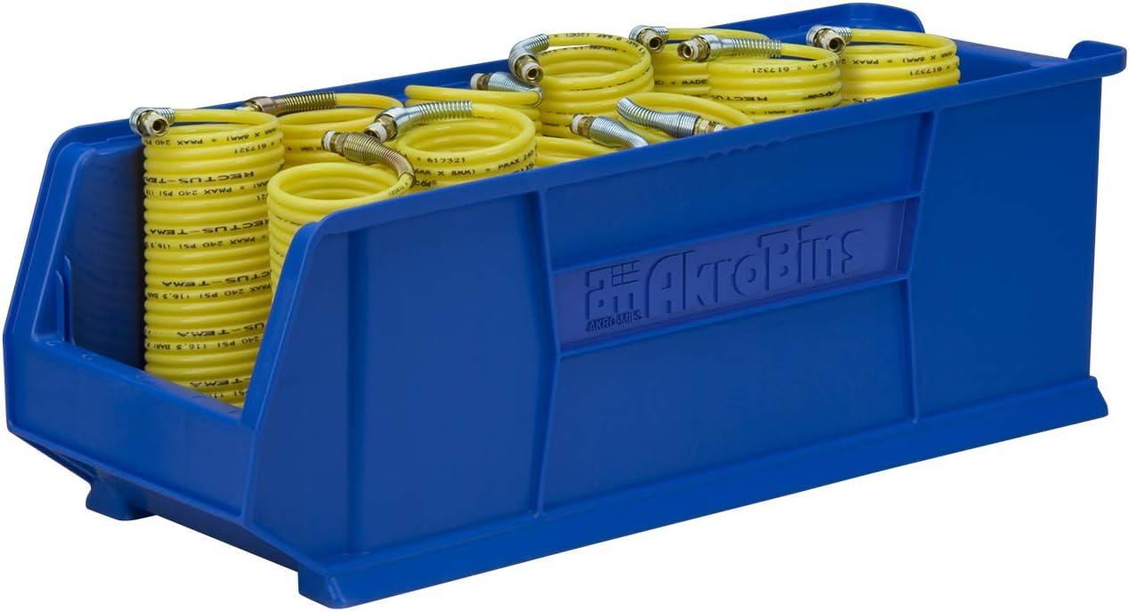 image:imageAkroMils 30292 SuperSize AkroBins Plastic Storage Bins SpaceSaving Stackable Bins for Garage Classroom Warehouse Organization 30 L x 11 W x 10 H Clear 4PackRed 4Pack