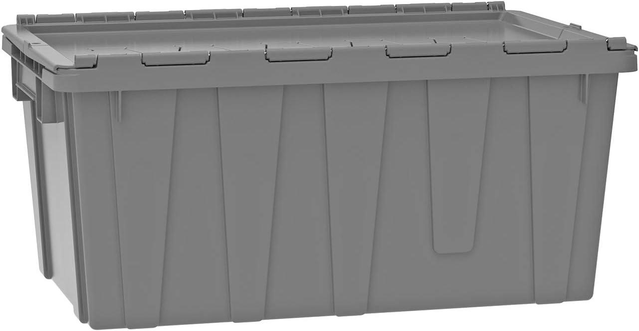 image:imageBuckhorn AR2717120204000 Industrial Plastic Stackable Storage KeepBox Tote Container with Hinged Attached Lid 27Inch L x 17Inch W x 12Inch H GreenGreen