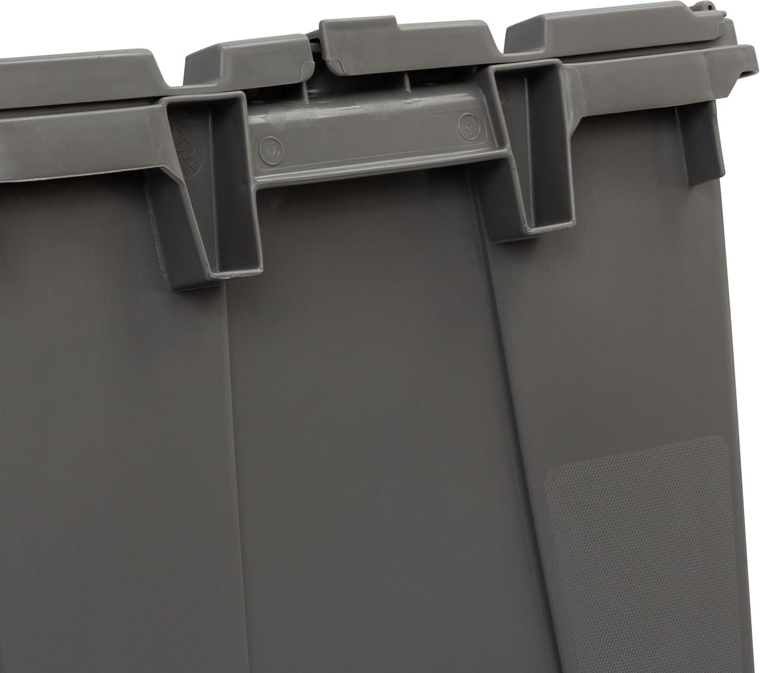 image:imageBuckhorn Industrial Lidded Plastic Storage Container Nesting and Stackable Plastic Storage Box with Lid Attached Organization Tote for Garage and Warehouse 12 Gallon Capacity 21x15x12 GrayGrey