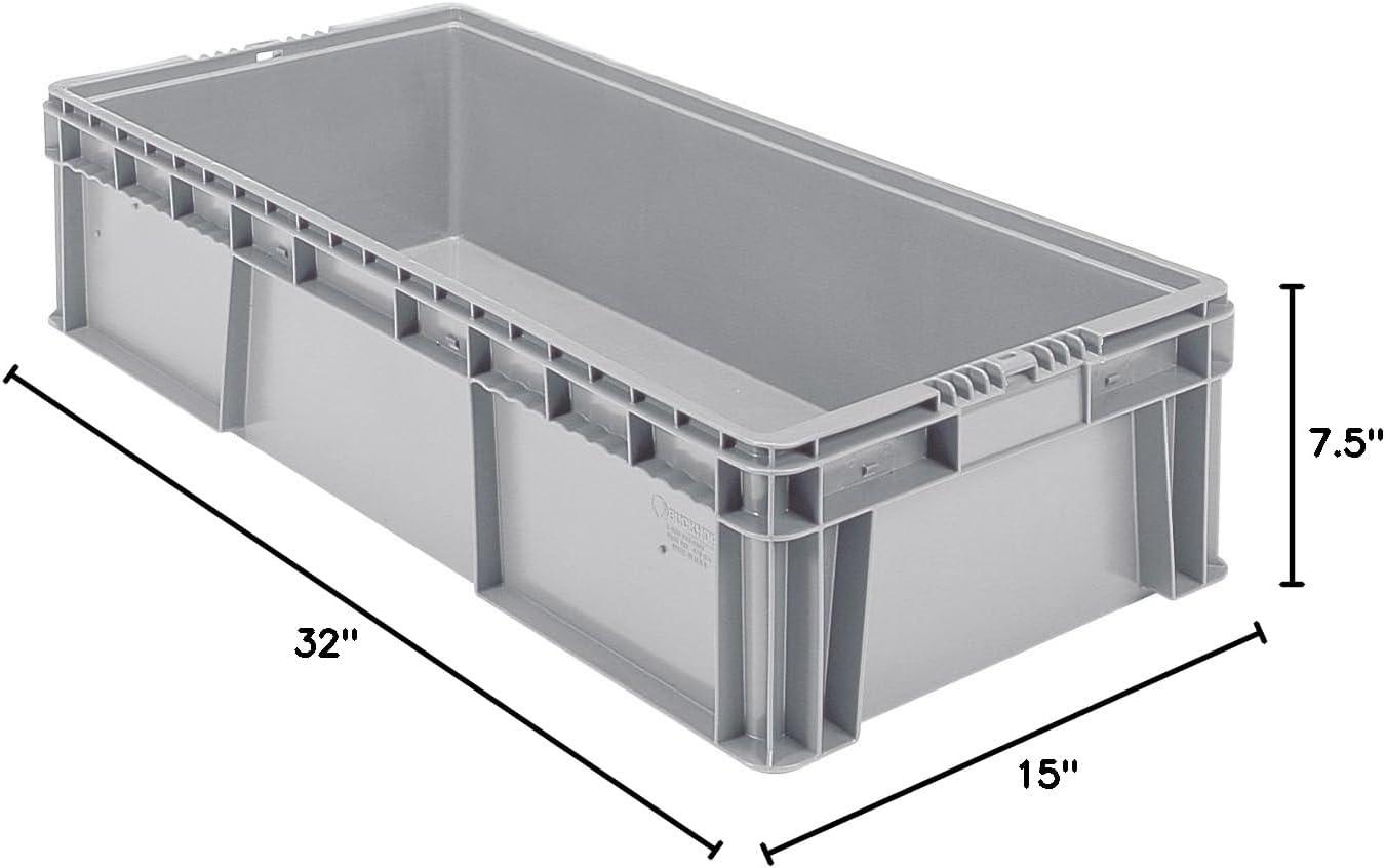 image:imageBuckhorn SW4815080201000 Plastic Straight Wall Storage Container Tote 48Inch x 15Inch x 712Inch Light Gray32 x 15 x 75