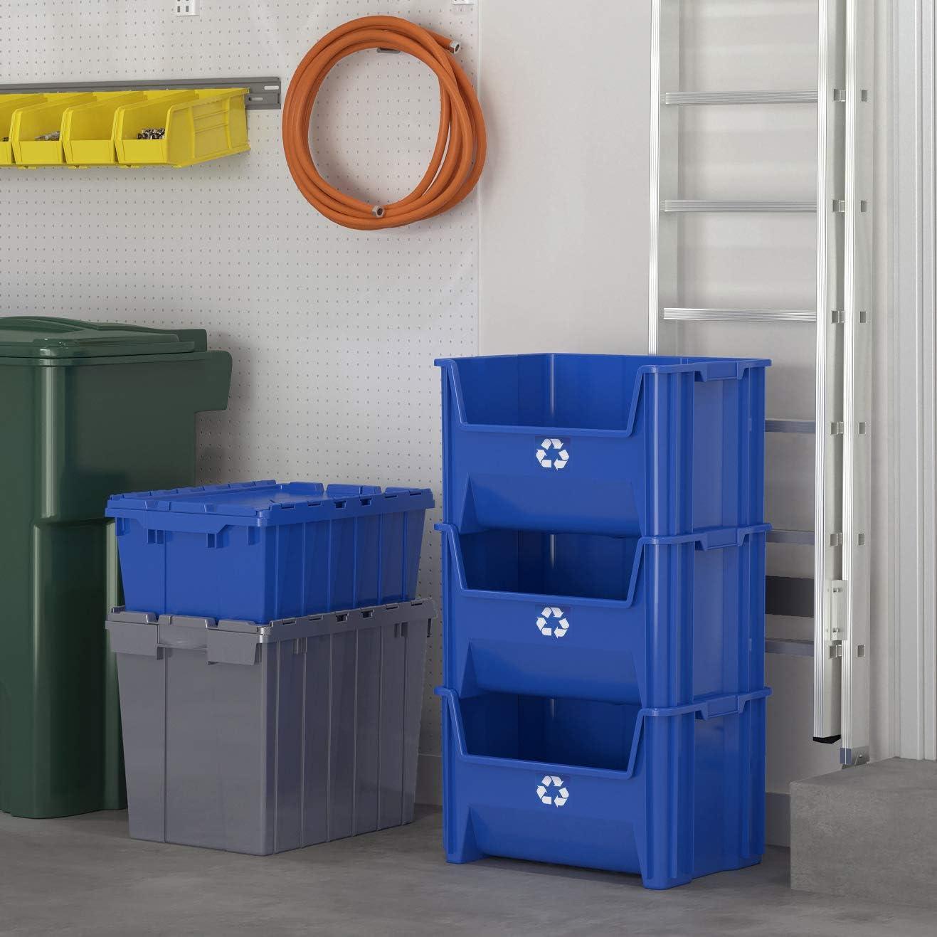 image:imageREADYSPACE Commercial Industrial Heavy Duty Stackable OpenFront Recycling Bin Box Containers 12 Gallon 2 Pack Blue125 Gallon Pack of 3