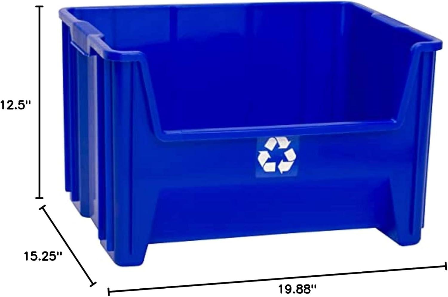 image:imageREADYSPACE Commercial Industrial Heavy Duty Stackable OpenFront Recycling Bin Box Containers 12 Gallon 2 Pack Blue125 Gallon Pack of 3